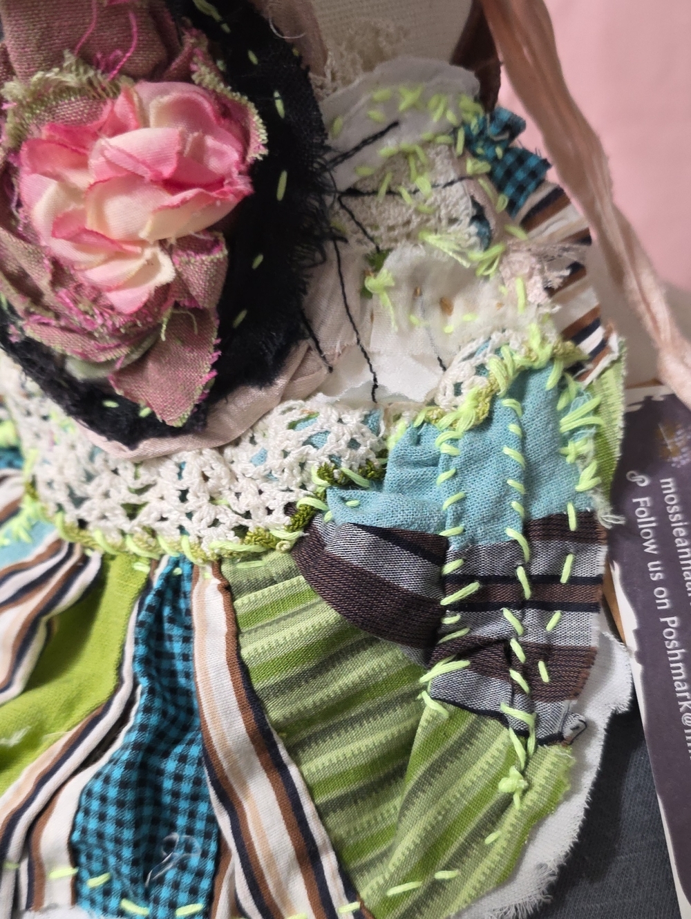 JABOT🩷MOSSIE ANNA ARTISAN DESIGN🩷OOAK NWT🩷VINTAGE TEXTILES - Picture 14 of 15
